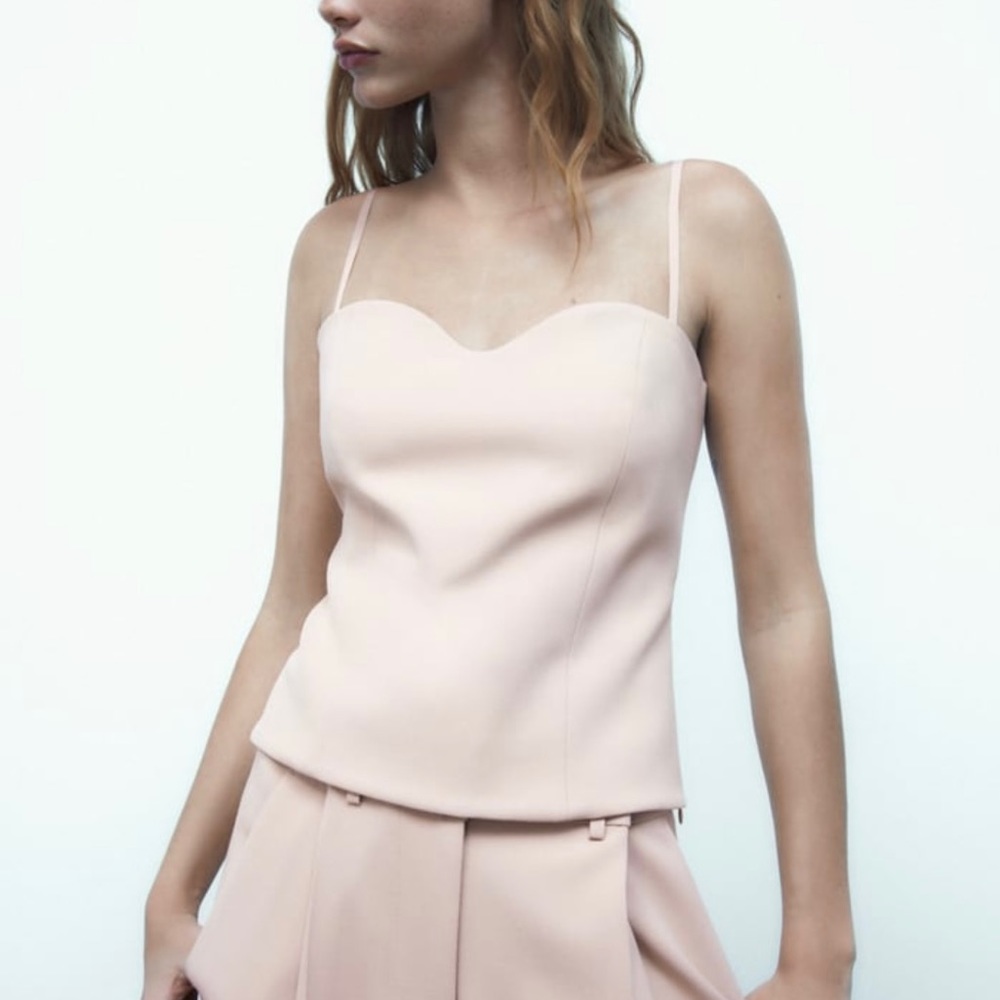 Zara NWT S sweetheart neckline bustier in beige pink.